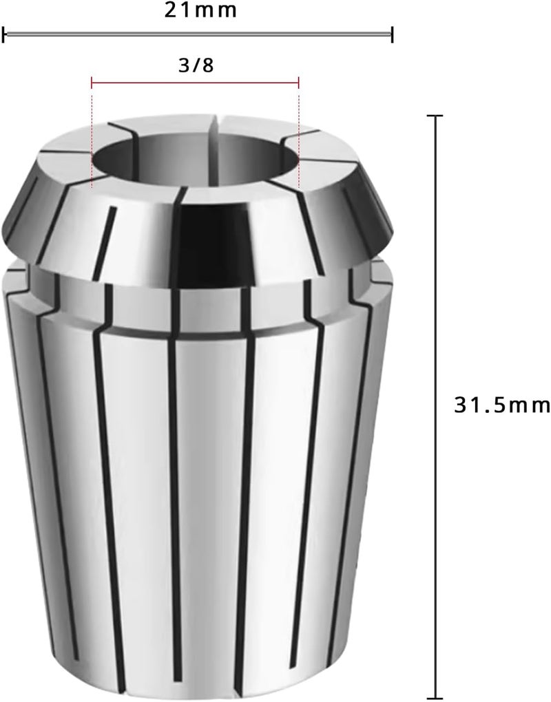 WEXWE Tools ER20 1/8,1/4,5/16,3/8,1/2 Inch Size High Precision Spring Collets Set, Accuracy Within 0.008 mm, router collets Tool Holder For CNC Milling Engraving Chuck Lathe Workholding,5pcs - Image 5